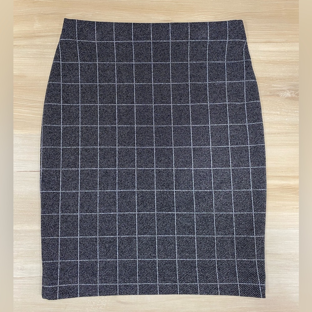 Ann Taylor Factory Dark Gray White Grid Pencil Skirt Women’s Size XS Petite - Picture 4 of 12